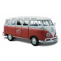 7"x2-1/2"x3" Red/White Vw Samba Bus Die Cast Replica Car